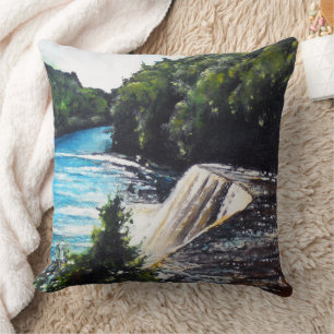 Tahquamenon Falls Painting Throw Pillow