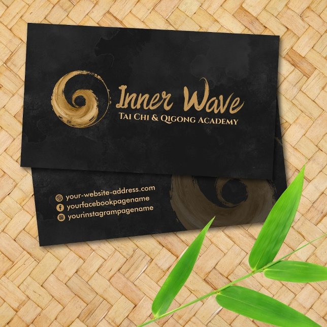 Tai Chi and Qigong - Golden Taijitu Symbol  Business Card (Creator Uploaded)