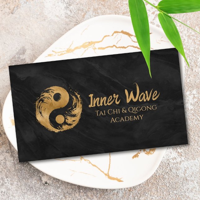 Tai Chi and Qigong - Golden Yin Yang Symbol  Business Card (Creator Uploaded)