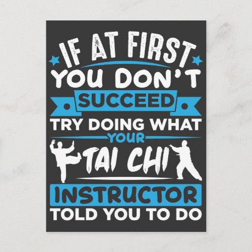 Tai Chi Fighter Silhouette Martial Arts Quote Postcard