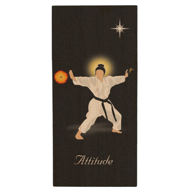 Tai_chi Martial Arts Master Black Belt  Wood Flash Drive (Front Vertical)