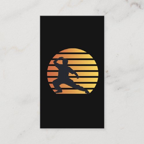 Tai Chi Retro 80s Style Sunset Martial Arts Business Card