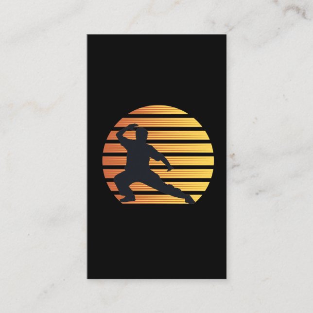Tai Chi Retro 80s Style Sunset Martial Arts Business Card (Front)
