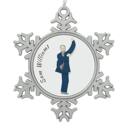 Tai Chi Snowflake Pewter Christmas Ornament