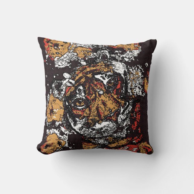 Tai Chi Tiger Iconic Insight Golden Browns Throw Pillow (Front)
