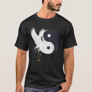 Tai Chi White Crane Yin Yang Qi Gong Chinese White T-Shirt