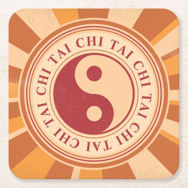 Tai Chi Yin Yang Square Paper Coaster (Front)