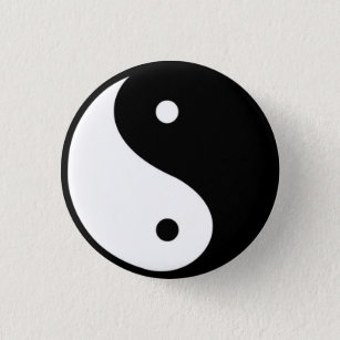 YIN YANG pinback button badge black & white novelty cute ying balance yoga 