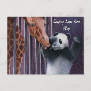 Tai Shan getting a kiss from Miss Sniffy Postcard