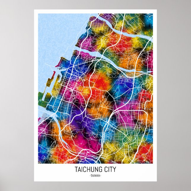  Taichung City Taiwan City Map Poster (Front)