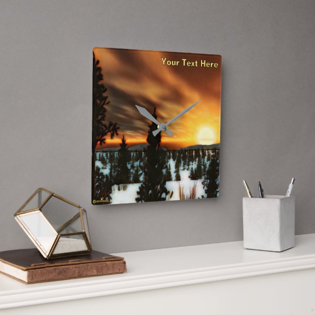 Taiga Sun Square Wall Clock (Office)