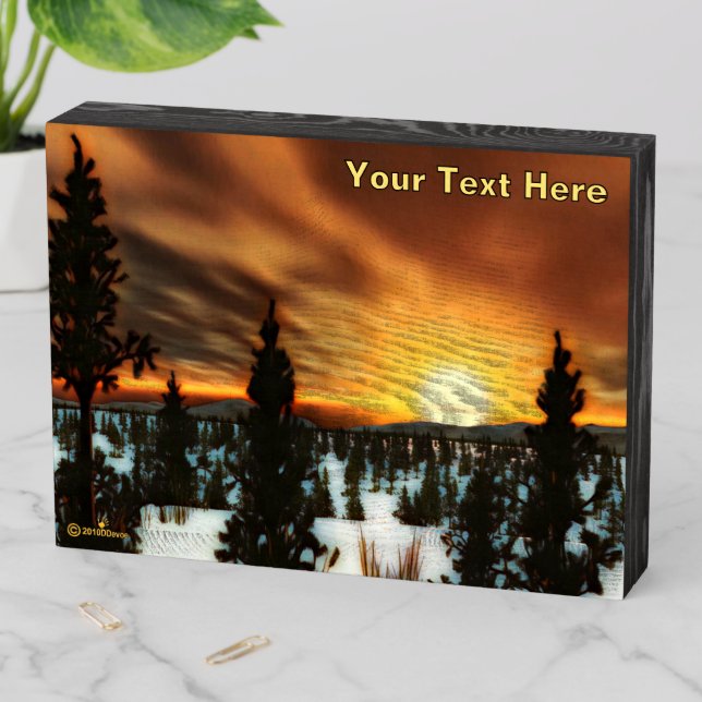 Taiga Sun Wooden Box Sign (In Situ Horizontal)