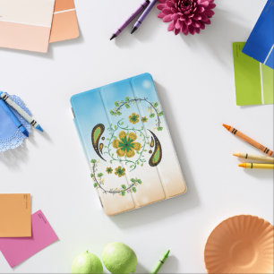 Taiji Flower – Green & Yellow Floral Art iPad Mini Cover