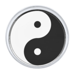 Taijitu Silver Finish Lapel Pin
