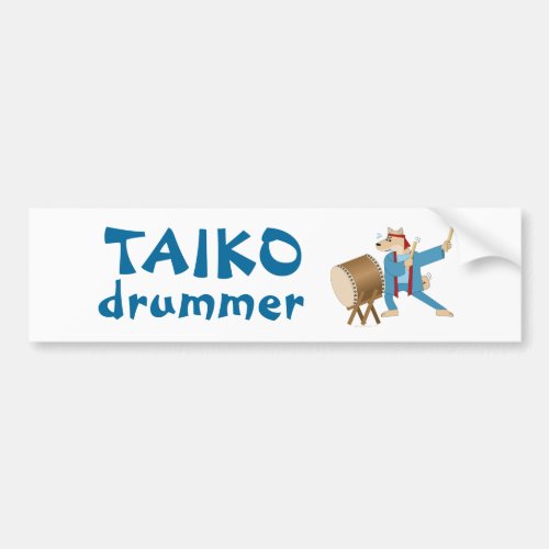 Taiko Drum Cartoon Dog Taiko Drummer Bumper Sticker