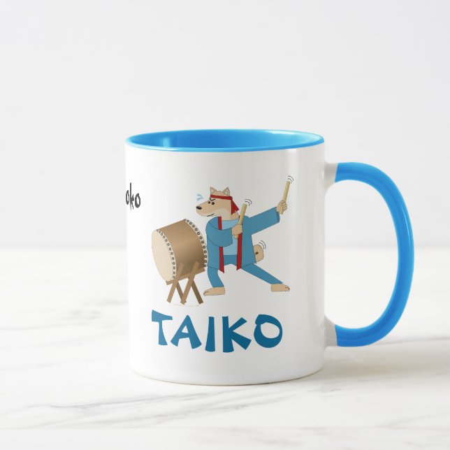 Taiko Drum Cartoon Dog Taiko Drummer Mug (Right)