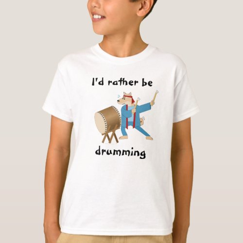 Taiko Drum Cartoon Dog Taiko Drummer T_Shirt