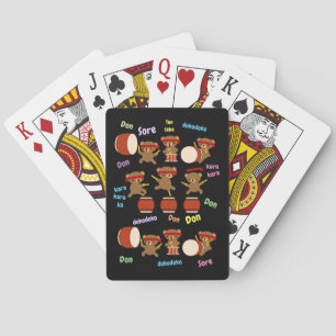Taiko Drum Gifts Kawaii Bears Cute Drumming Kids Poker Cards