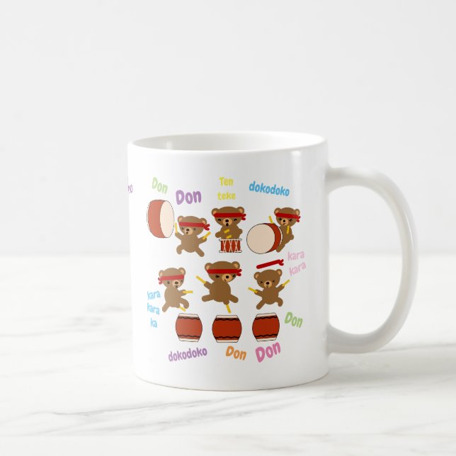Taiko Gifts Cute Drumming Bears Mug Personalized (Right)