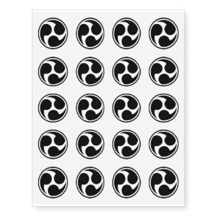Taiko Mitsudomoe Symbol Temporary Tattoos