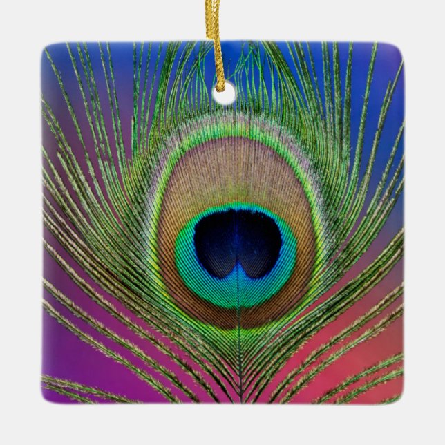 Tail feather of a peacock ceramic ornament (Front)