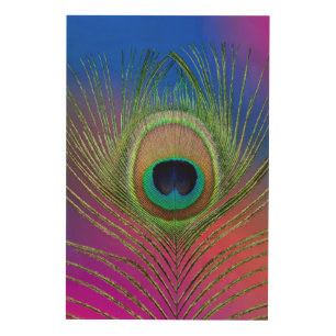 Tail feather of a peacock wood wall decor
