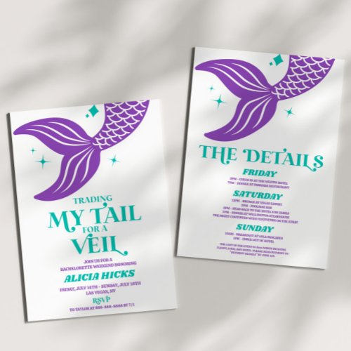Tail For Veil Mermaid Bachelorette Weekend Party Invitation