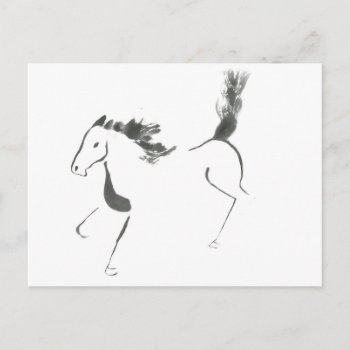 Tail High  Sumi-e Year Of The Horse Holiday Postcard by Zen_Ink at Zazzle