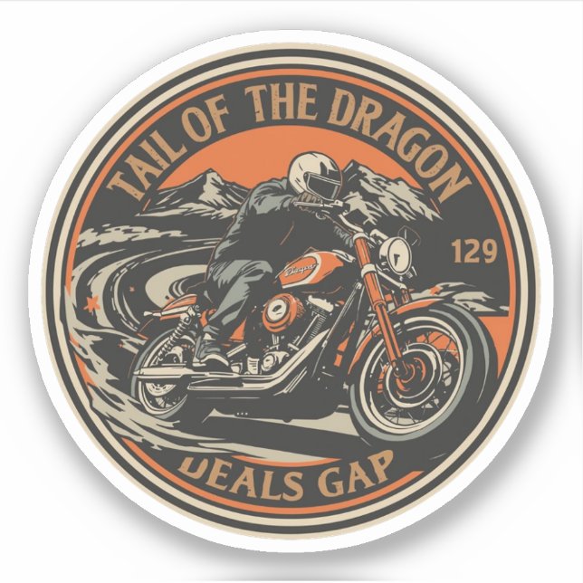 Tail of the Dragon Deals 318 curves road trip  Sticker (Front)