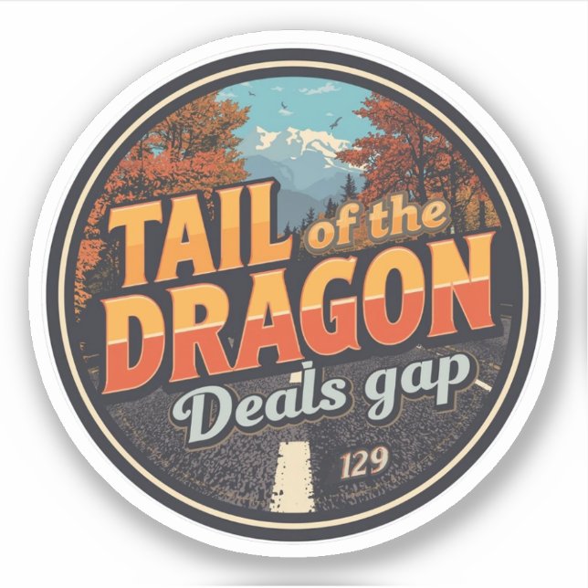 Tail of the Dragon Deals 318 curves road trip  Sticker (Front)