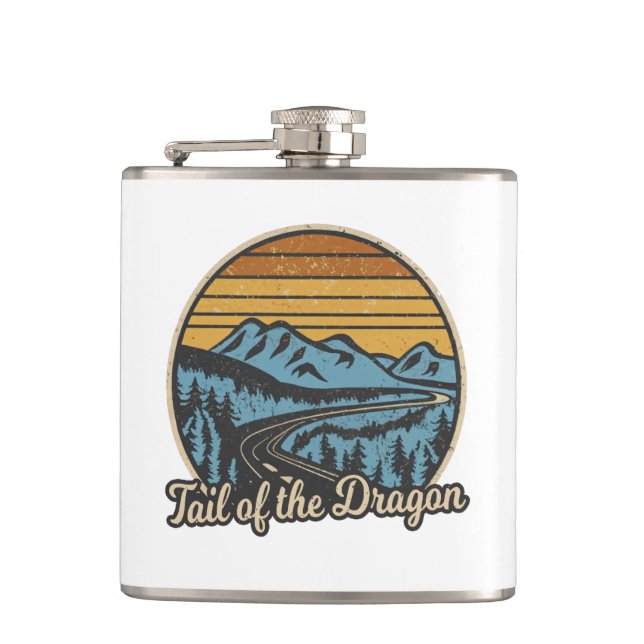 Tail Of The Dragon Retro Flask (Front)