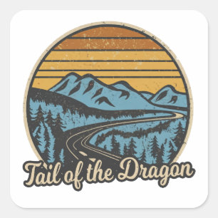Tail Of The Dragon Retro Square Sticker