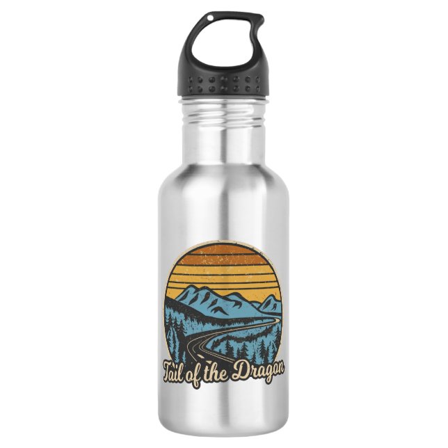 Tail Of The Dragon Retro Stainless Steel Water Bottle (Front)
