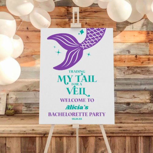 Tail Veil Mermaid Bachelorette Party Welcome Sign