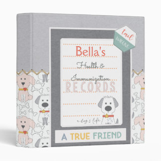 Tail Wagging Pet Health Records 3 Ring Binder