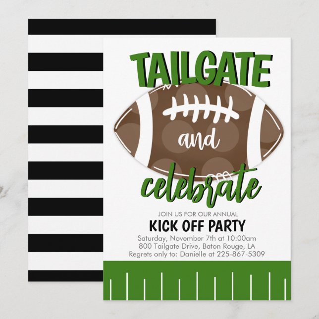 Tailgate and Celebrate Football ANY COLOR COMBO Invitation (Front/Back)