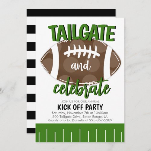 Tailgate and Celebrate Football ANY COLOR COMBO Invitation