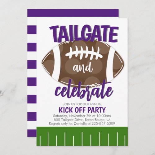 Tailgate and Celebrate Football Any Color Combo Invitation