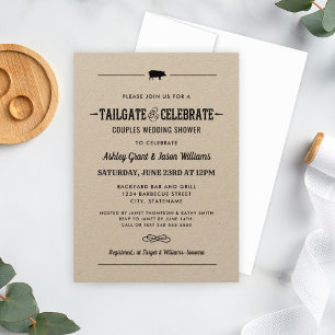 Tailgate and Celebrate Kraft Black Wedding Shower Invitation