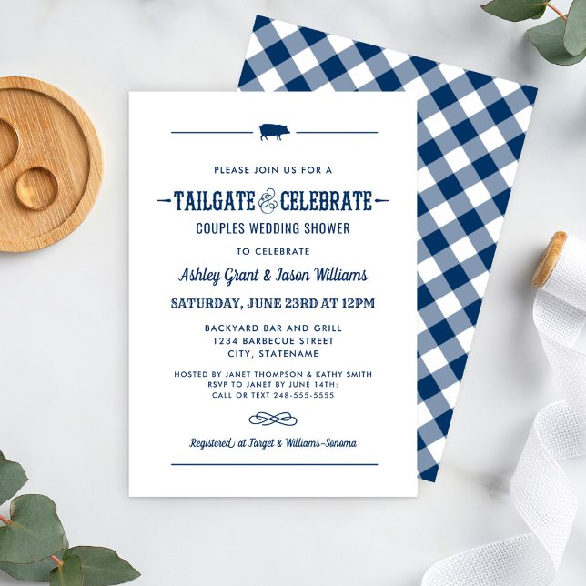 Tailgate and Celebrate Navy Couples Wedding Shower Invitation (Creator Uploaded)
