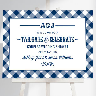Tailgate and Celebrate Navy Wedding Shower Welcome Foam Board