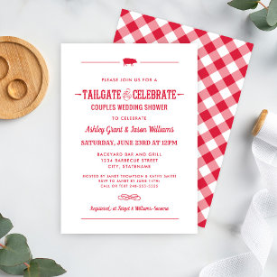 Tailgate and Celebrate Red Wedding Couples Shower Invitation