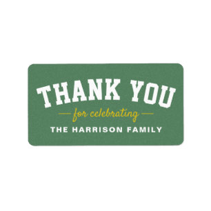 Tailgate baby shower sporty yellow thank you label