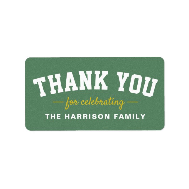Tailgate baby shower sporty yellow thank you label (Front)