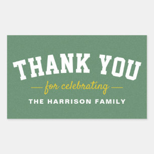 Tailgate baby shower sporty yellow thank you rectangular sticker