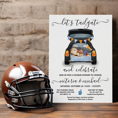Tailgate Car Football Game BBQ Beer Couples Shower Invitation
