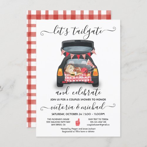 Tailgate Car Football Game BBQ Beer Couples Shower Invitation