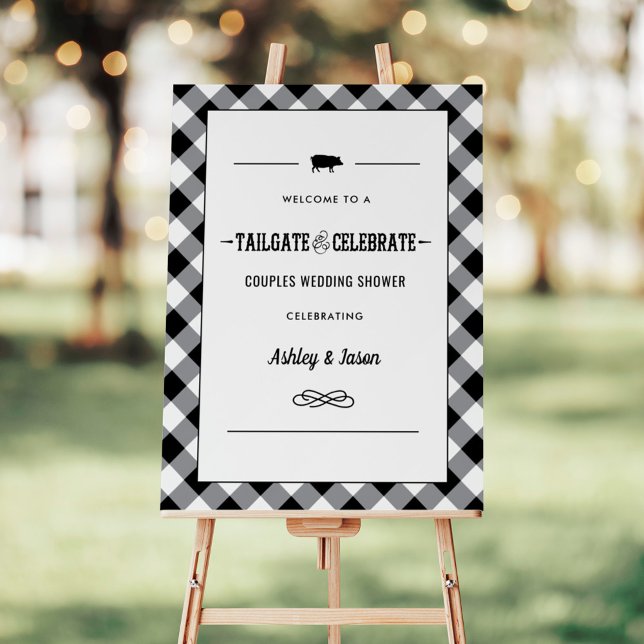 Tailgate Celebrate Black Couples Shower Welcome Foam Board (Creator Uploaded)