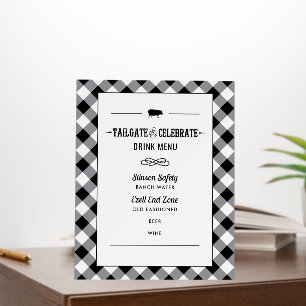 Tailgate Celebrate Black Wedding Shower Drink Menu Foam Board