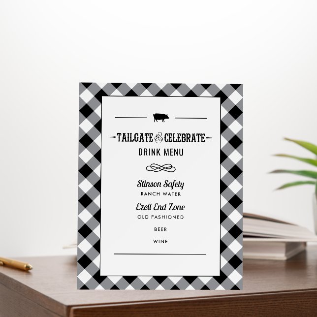 Tailgate Celebrate Black Wedding Shower Drink Menu Foam Board (In Situ (Office))